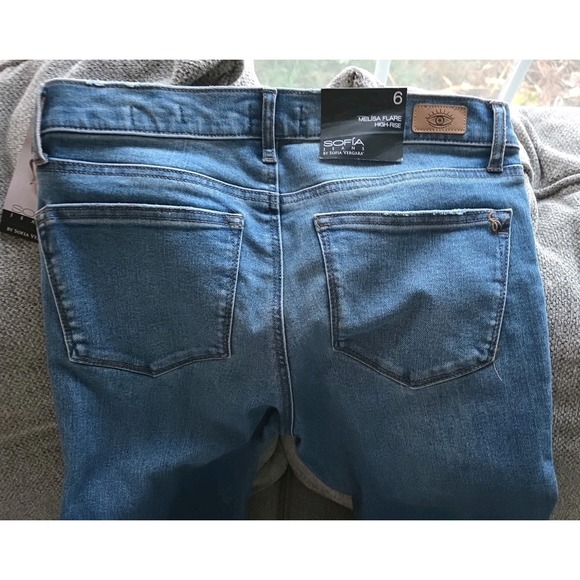 Sofia Jeans Womens Melissa Flare High Rise Blue Denim Bell Bottom Pants Size 6 - Picture 9 of 12